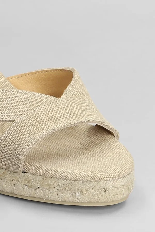 Bruna-6-002 Wedges In Beige Canvas - Image 5