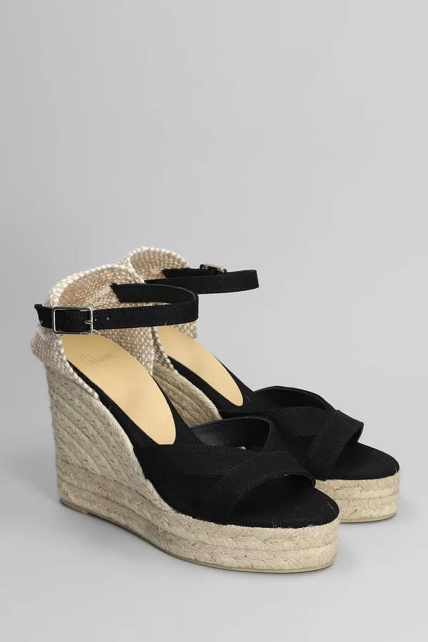 Bruna-8ed-001 Wedges In Black Canvas - Image 2