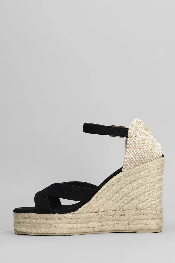 Bruna-8ed-001 Wedges In Black Canvas - Image 3