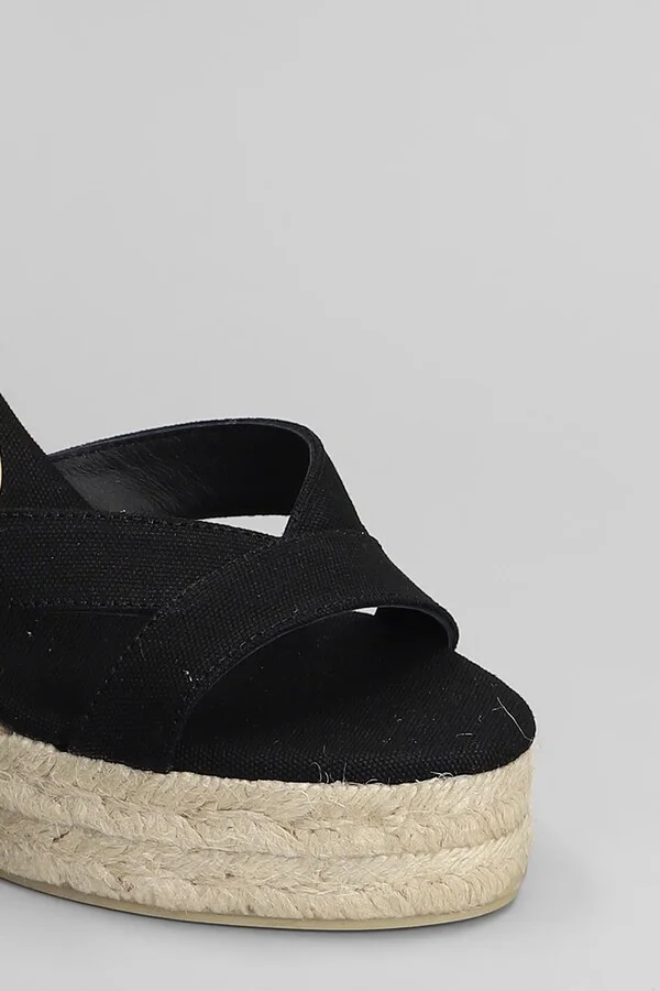 Bruna-8ed-001 Wedges In Black Canvas - Image 5