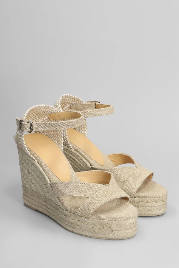 Bruna-8ed-002 Wedges In Beige Canvas - Image 2