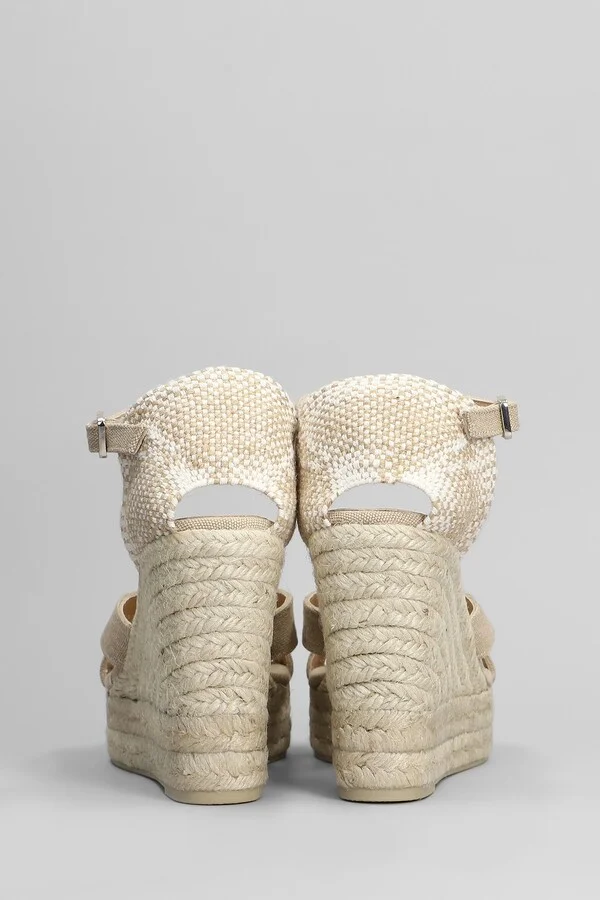Bruna-8ed-002 Wedges In Beige Canvas - Image 4