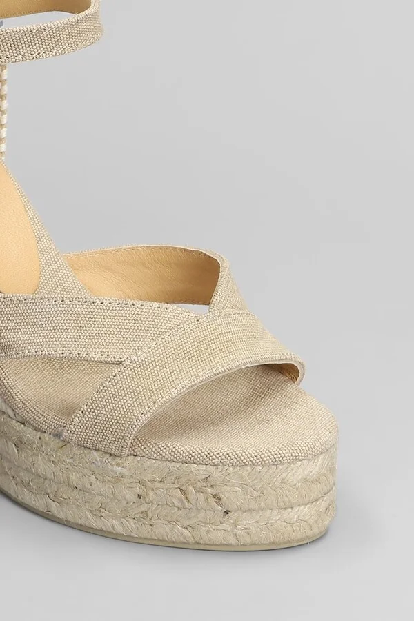 Bruna-8ed-002 Wedges In Beige Canvas - Image 5