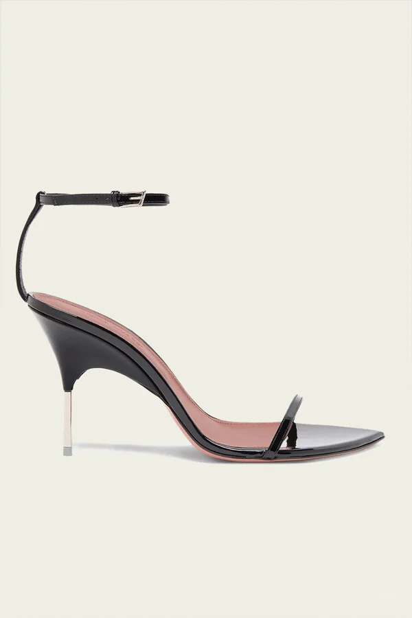 Bruna Sandal in Black Patent