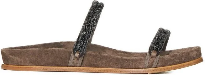 Brunello Cucin Embellished Slip-On Sandals