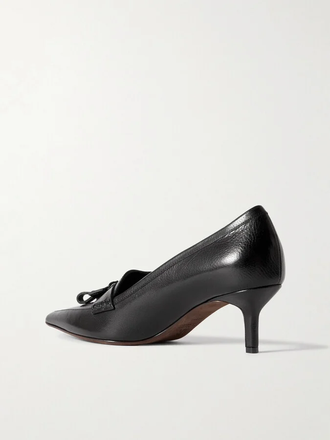 Brunello Cucinelli - 50 Tasseled Leather Pumps - Black - Image 3