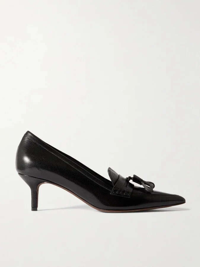 Brunello Cucinelli - 50 Tasseled Leather Pumps - Black