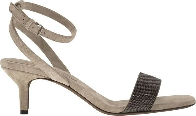 Brunello Cucinelli Ankle Strap Sequin Embellished Sandals