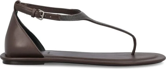 Brunello Cucinelli Bead-Detailed Slip-On Sandals