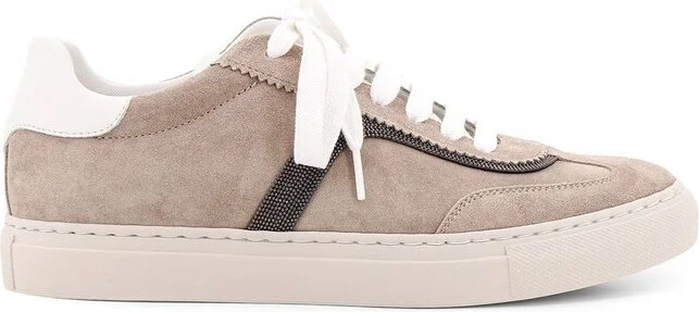 Brunello Cucinelli Bead-Embellished Lace-Up Sneakers