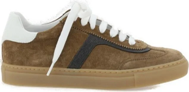 Brunello Cucinelli Bead-Embellished Lace-Up Sneakers