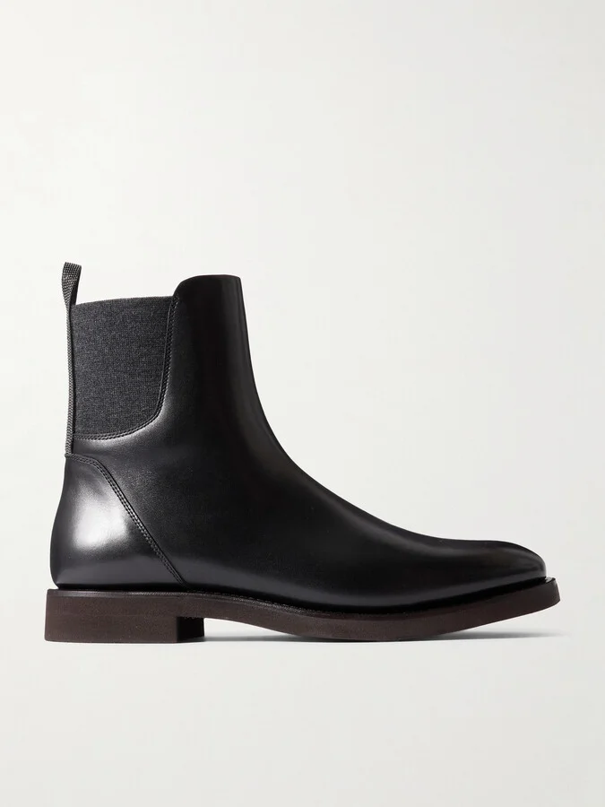 Brunello Cucinelli - Bead-embellished Leather Chelsea Boots - Black