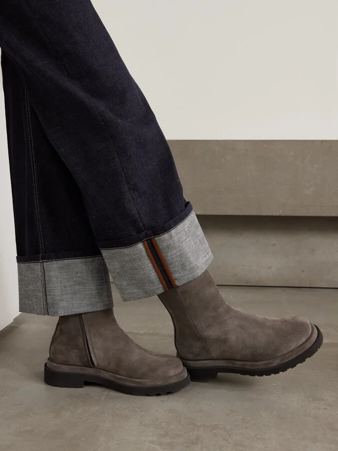 Brunello Cucinelli - Bead-embellished Suede Ankle Boots - Brown - Image 2
