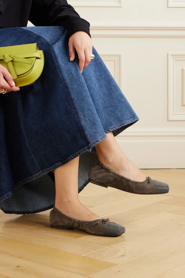 Brunello Cucinelli - Bead-embellished Suede Ballet Flats - Brown - Image 2