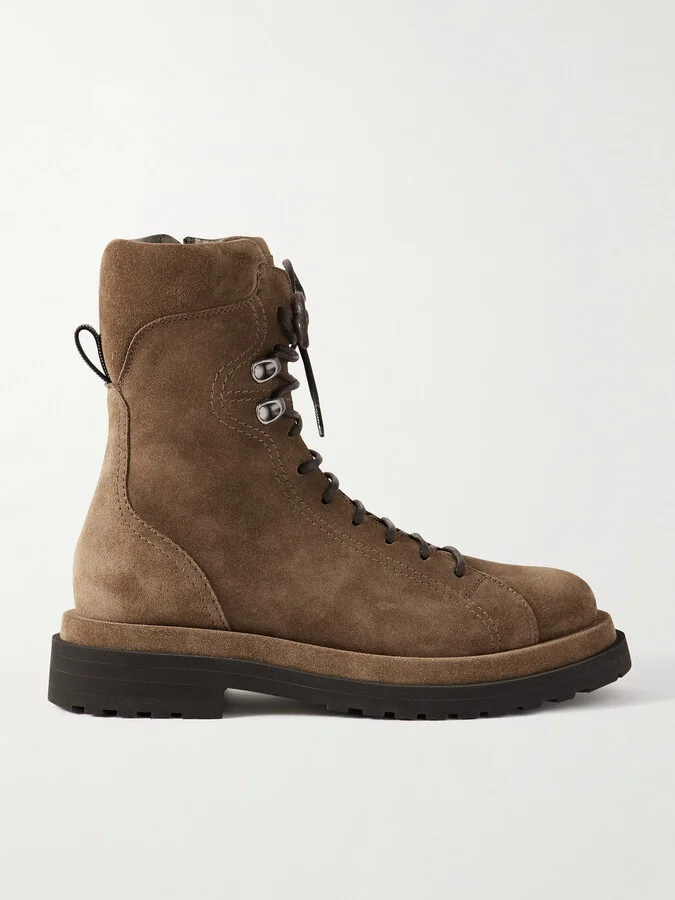 Brunello Cucinelli - Bead-embellished Suede Boots - Brown