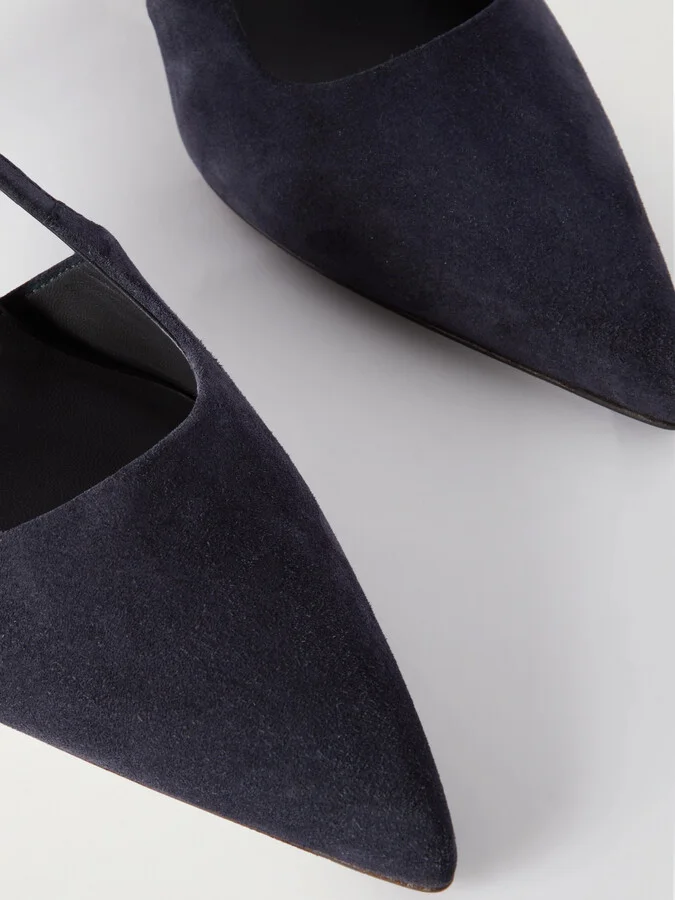 Brunello Cucinelli - Bead-embellished Suede Slingback Pumps - Blue - Image 4