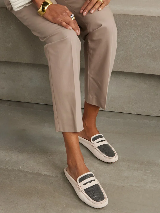 Brunello Cucinelli - Bead-embellished Suede Slippers - Neutrals - Image 2