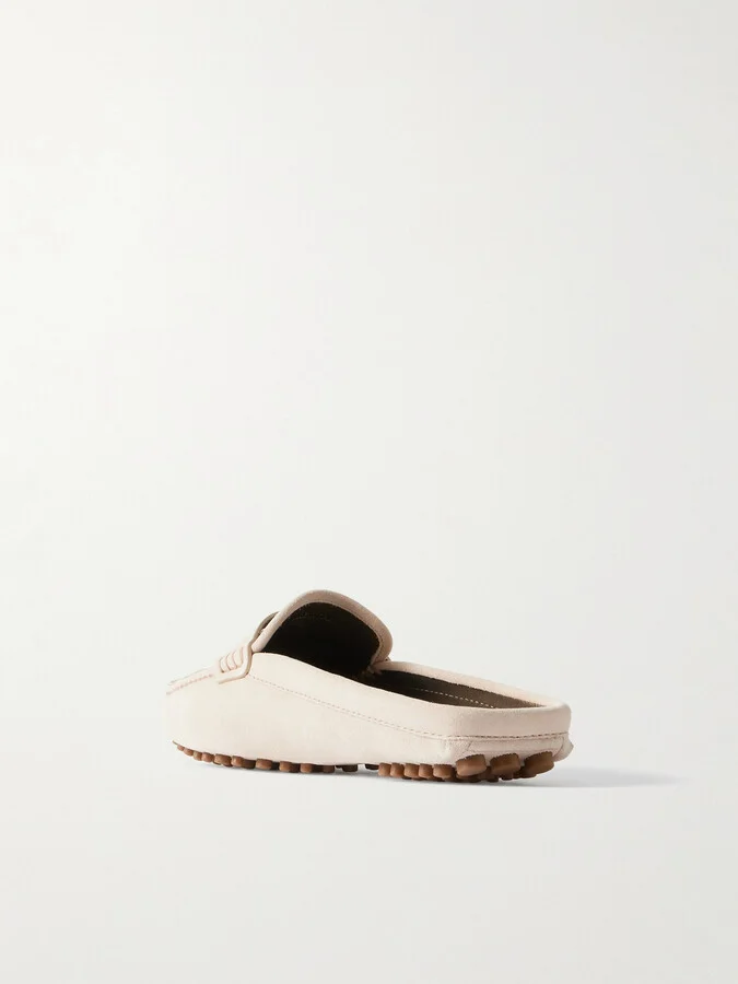 Brunello Cucinelli - Bead-embellished Suede Slippers - Neutrals - Image 3