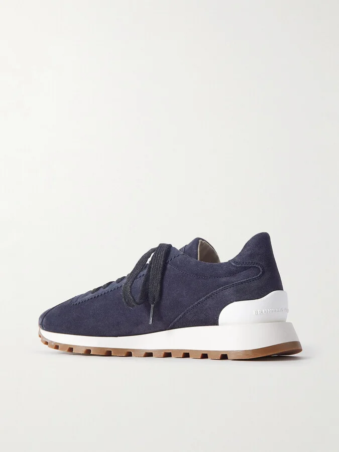 Brunello Cucinelli - Bead-embellished Suede Sneakers - Blue - Image 3