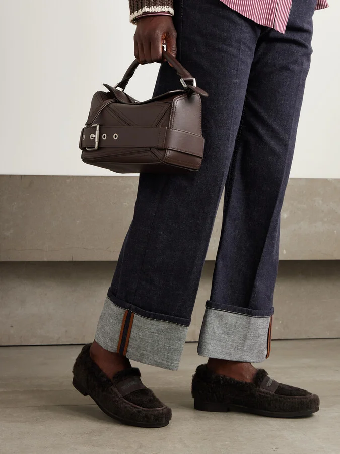 Brunello Cucinelli - Bead-embellished Suede-trimmed Shearling Loafers - Brown - Image 2