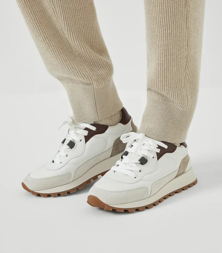 Brunello Cucinelli Calfskin Monili-Detail Sneakers - Image 2