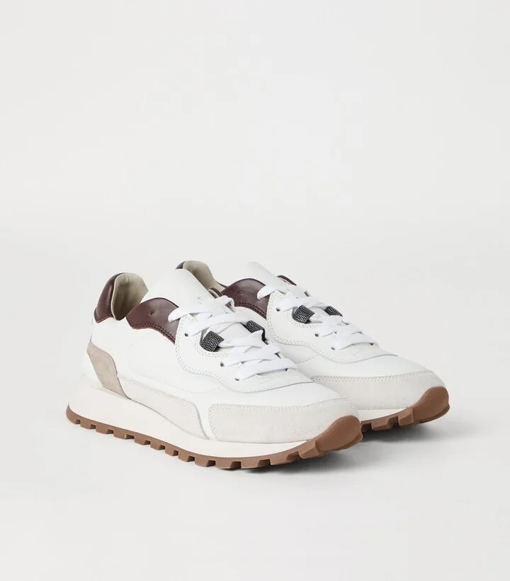 Brunello Cucinelli Calfskin Monili-Detail Sneakers - Image 3