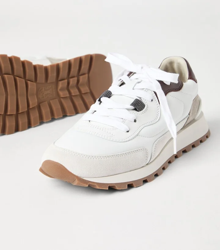 Brunello Cucinelli Calfskin Monili-Detail Sneakers - Image 5