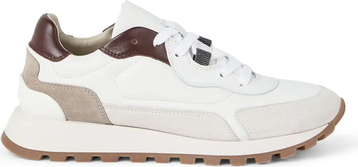 Brunello Cucinelli Calfskin Monili-Detail Sneakers