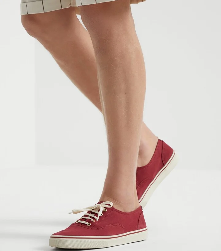 Brunello Cucinelli Canvas Leather-Trim Sneakers - Image 2