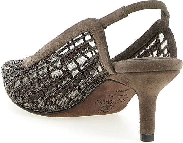Brunello Cucinelli 'City Glistening Abstract Embroidery' Slingback - Image 3