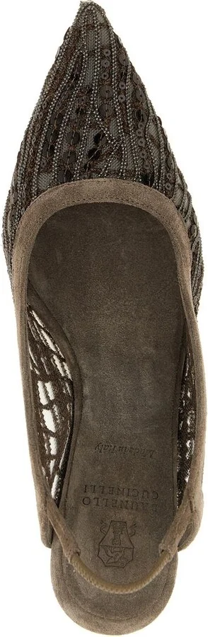 Brunello Cucinelli 'City Glistening Abstract Embroidery' Slingback - Image 4