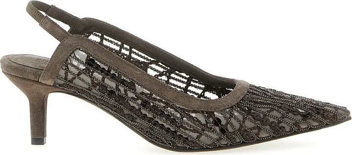 Brunello Cucinelli 'City Glistening Abstract Embroidery' Slingback