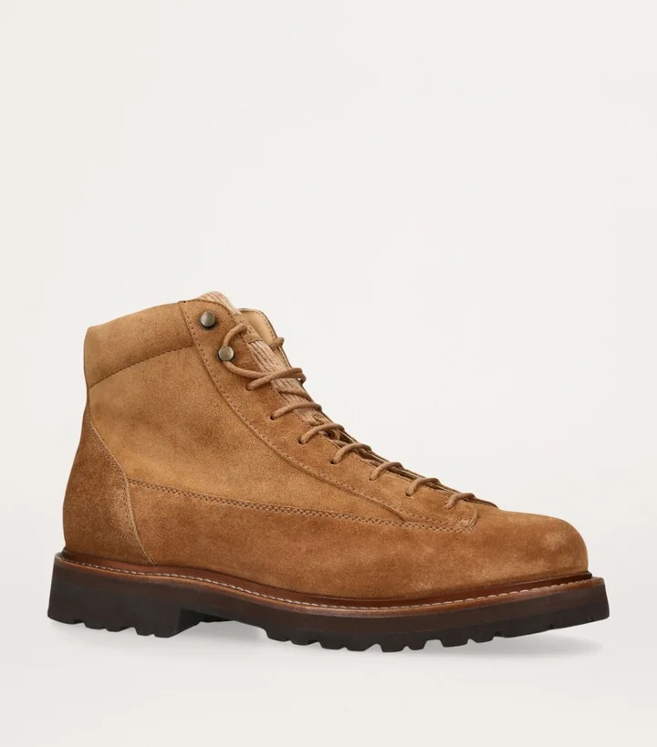 Brunello Cucinelli Corduroy-Detail Suede Hiker Boots - Image 3