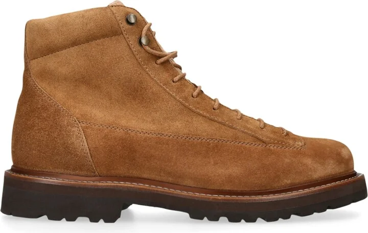 Brunello Cucinelli Corduroy-Detail Suede Hiker Boots