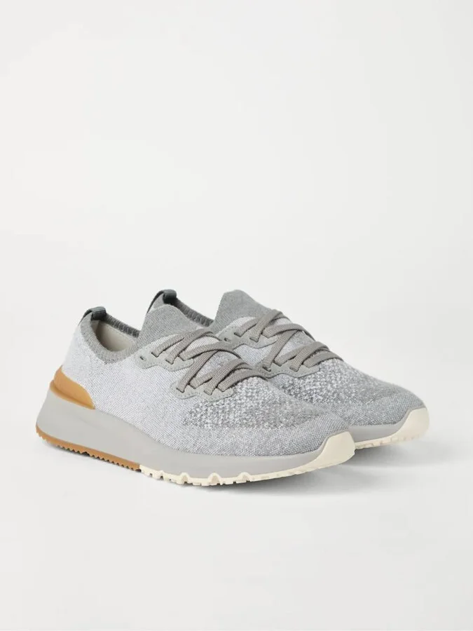 Brunello Cucinelli Cotton Chiné Knit Runner Sneakers Shoes - Image 2