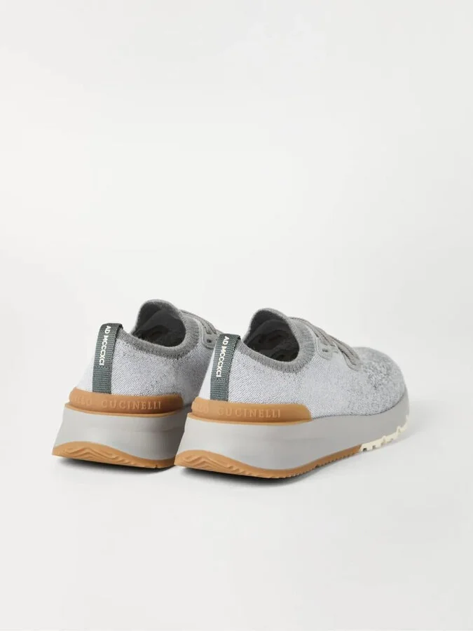 Brunello Cucinelli Cotton Chiné Knit Runner Sneakers Shoes - Image 3