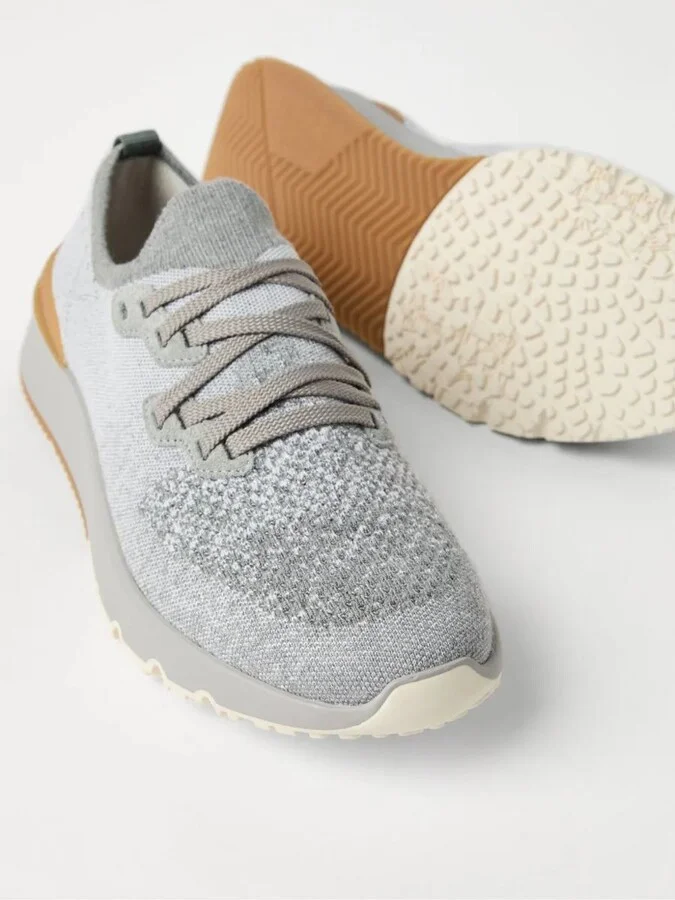 Brunello Cucinelli Cotton Chiné Knit Runner Sneakers Shoes - Image 4