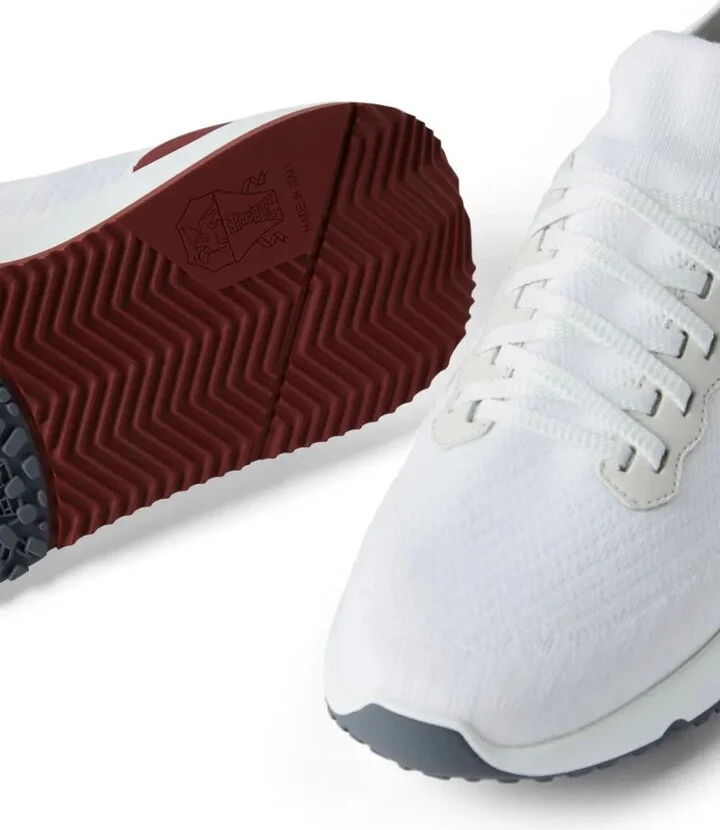 Brunello Cucinelli Cotton Knit And Semi-Polished Calfskin Runner Sneakers Shoes - Image 4