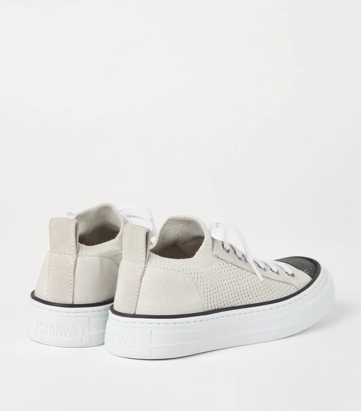 Brunello Cucinelli Cotton Monili-Embellished Sneakers - Image 3