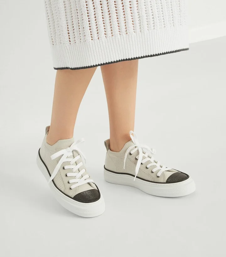 Brunello Cucinelli Cotton Monili-Embellished Sneakers - Image 4