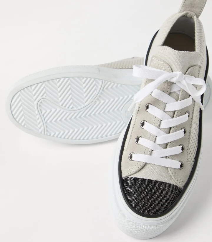Brunello Cucinelli Cotton Monili-Embellished Sneakers - Image 6
