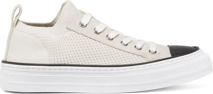 Brunello Cucinelli Cotton Monili-Embellished Sneakers