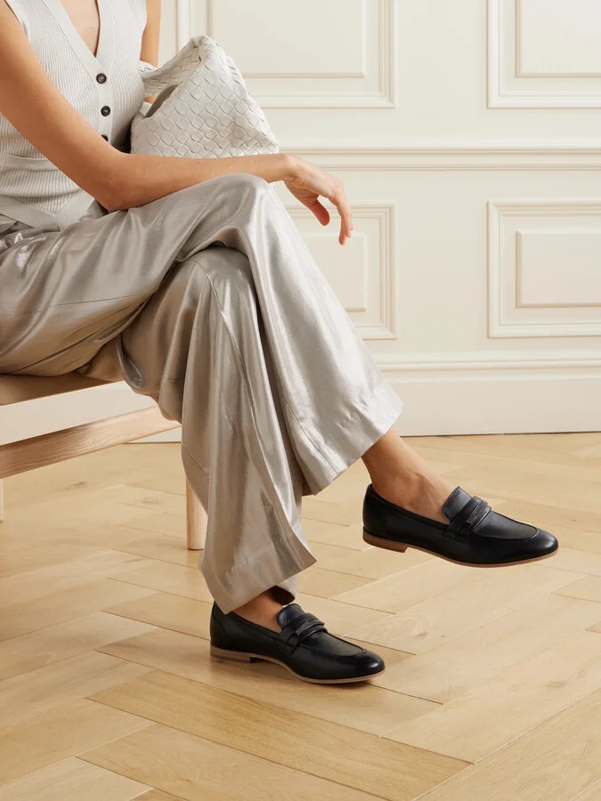 Brunello Cucinelli - Embellished Leather Loafers - Black - Image 2
