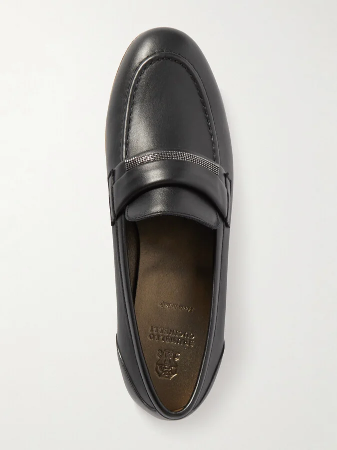 Brunello Cucinelli - Embellished Leather Loafers - Black - Image 5