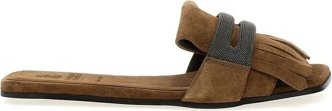 Brunello Cucinelli Embellished Slip-On Sandals