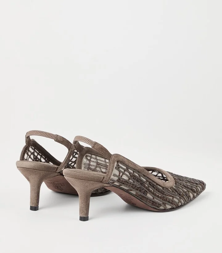 Brunello Cucinelli Glistening Abstract Embroidery City Pumps 55 - Image 3