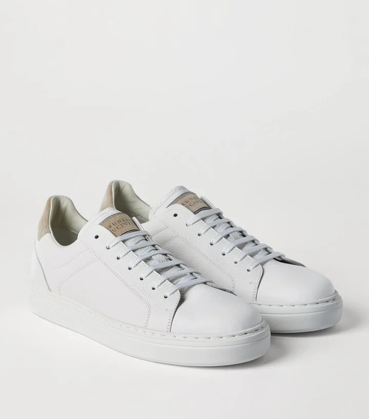 Brunello Cucinelli Grained Leather Sneakers - Image 2