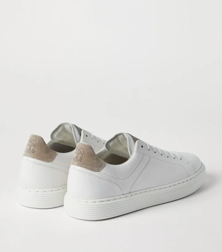 Brunello Cucinelli Grained Leather Sneakers - Image 3