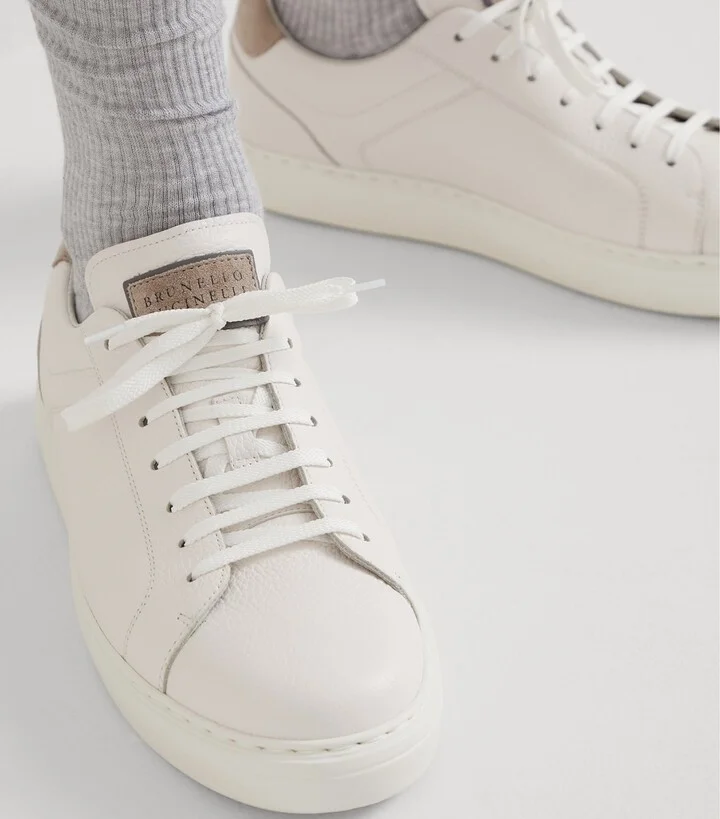 Brunello Cucinelli Grained Leather Sneakers - Image 4