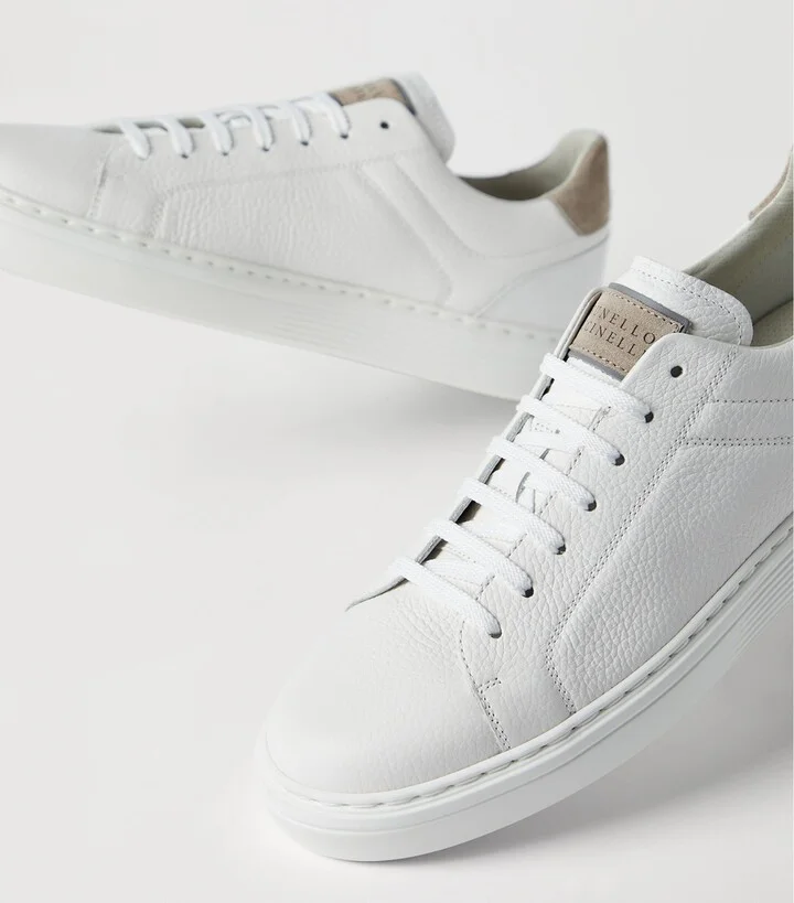 Brunello Cucinelli Grained Leather Sneakers - Image 6